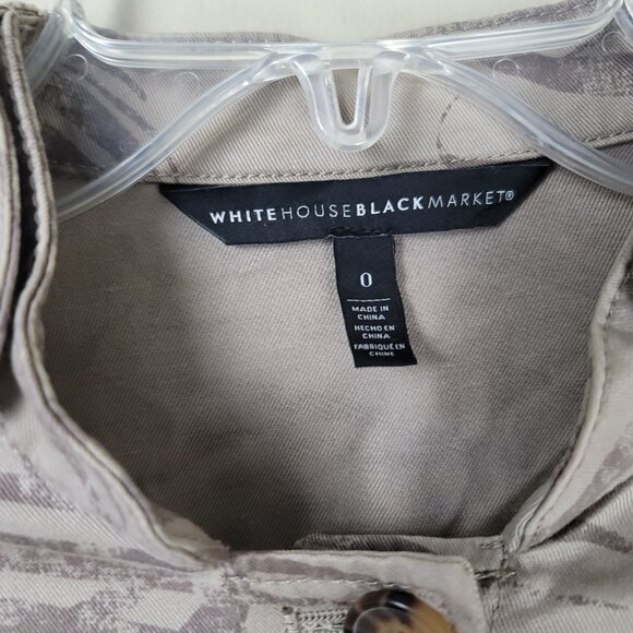 White House Black Market Palm Print Utility Jacket Women's Belted Safari - Picture 6 of 8